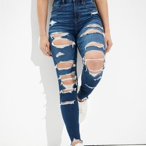 American Eagle - AE Next Level Curvy High-Waisted Ripped Jegging -size 0 Regular